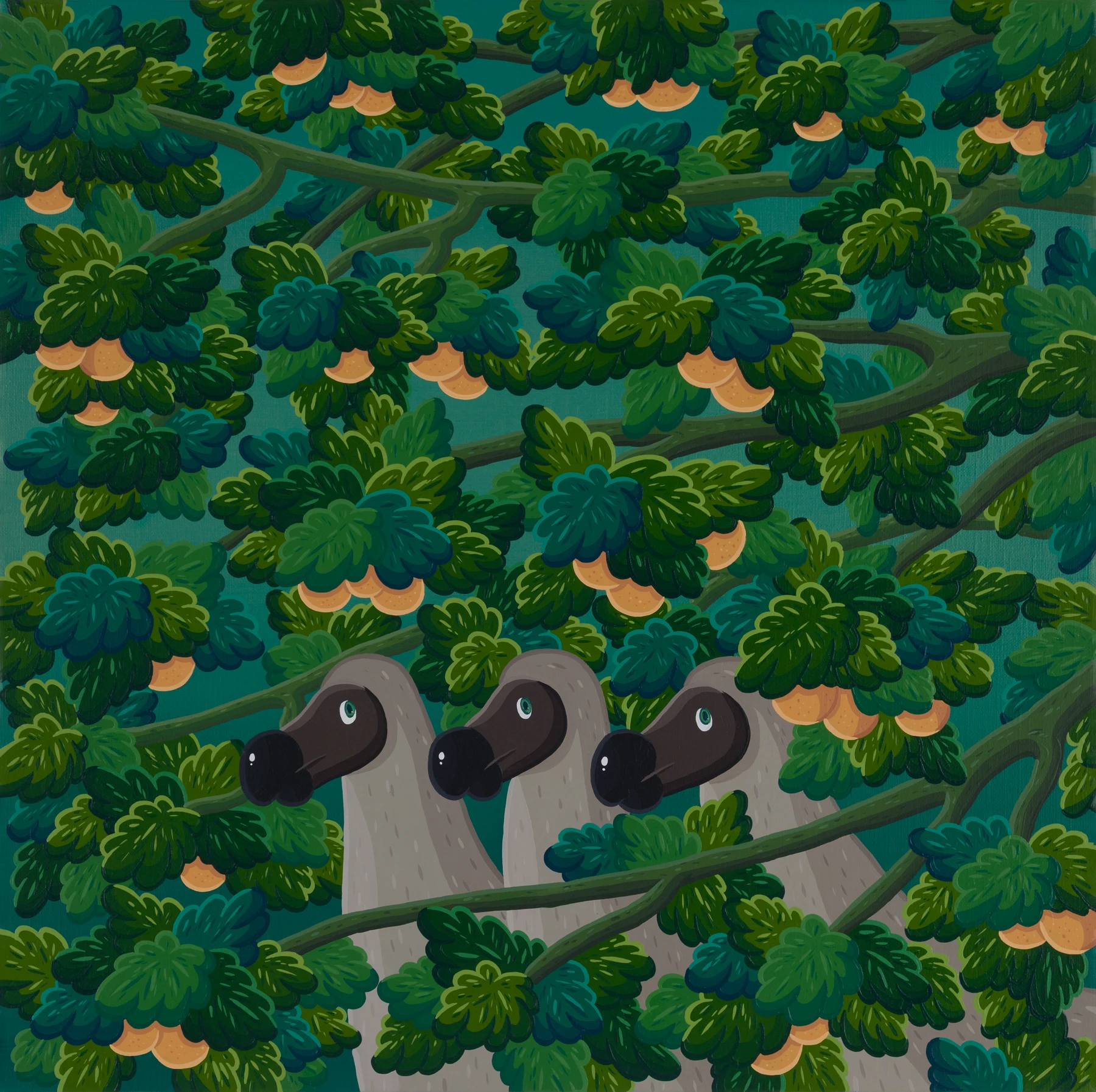 Amidst the tangerine grove