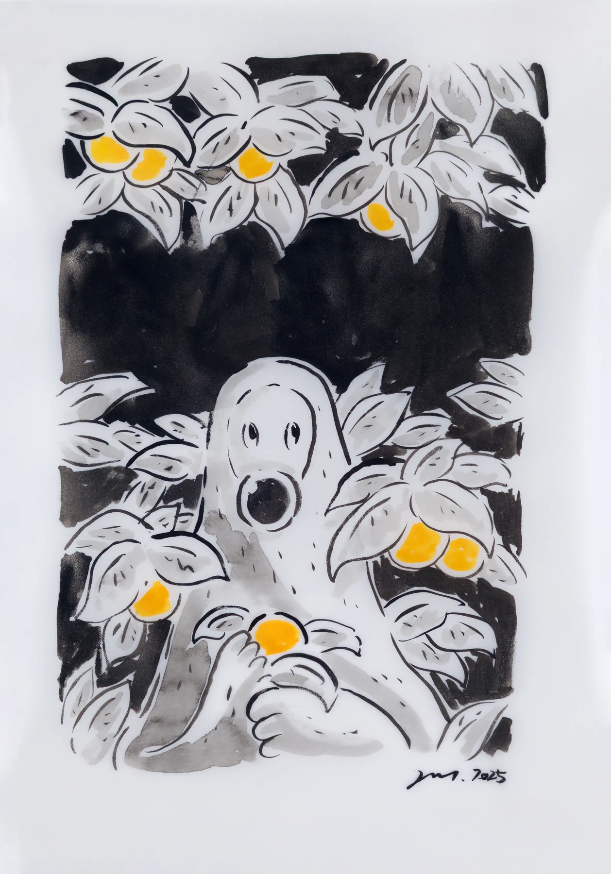 With tangerine trees