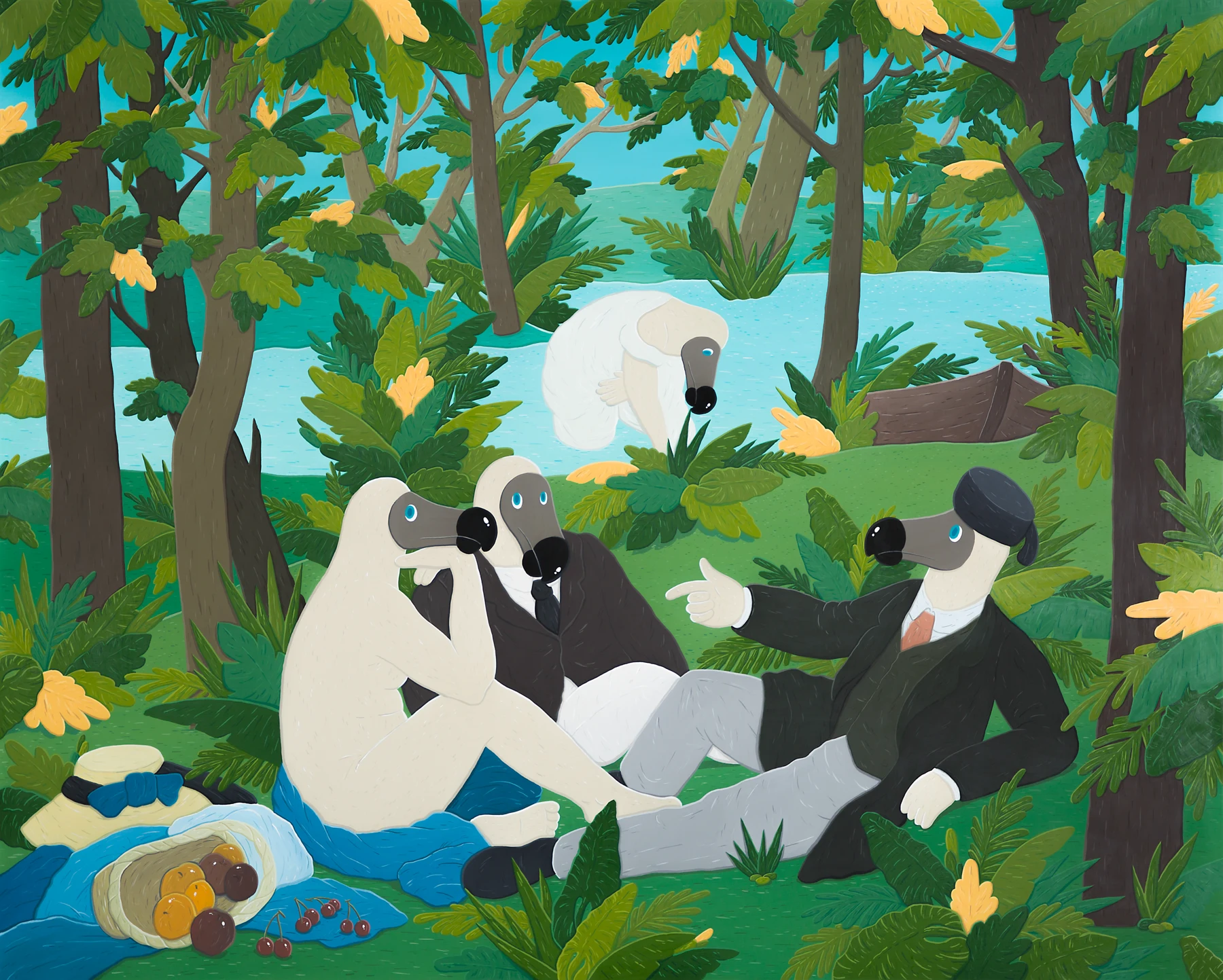 Dodos having luncheon on the Grass