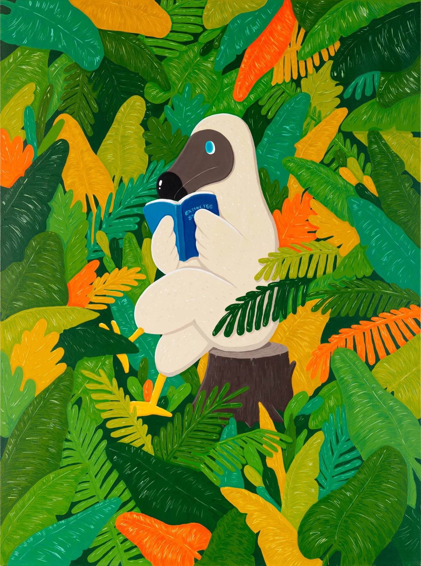 Dodo reading in the jungle