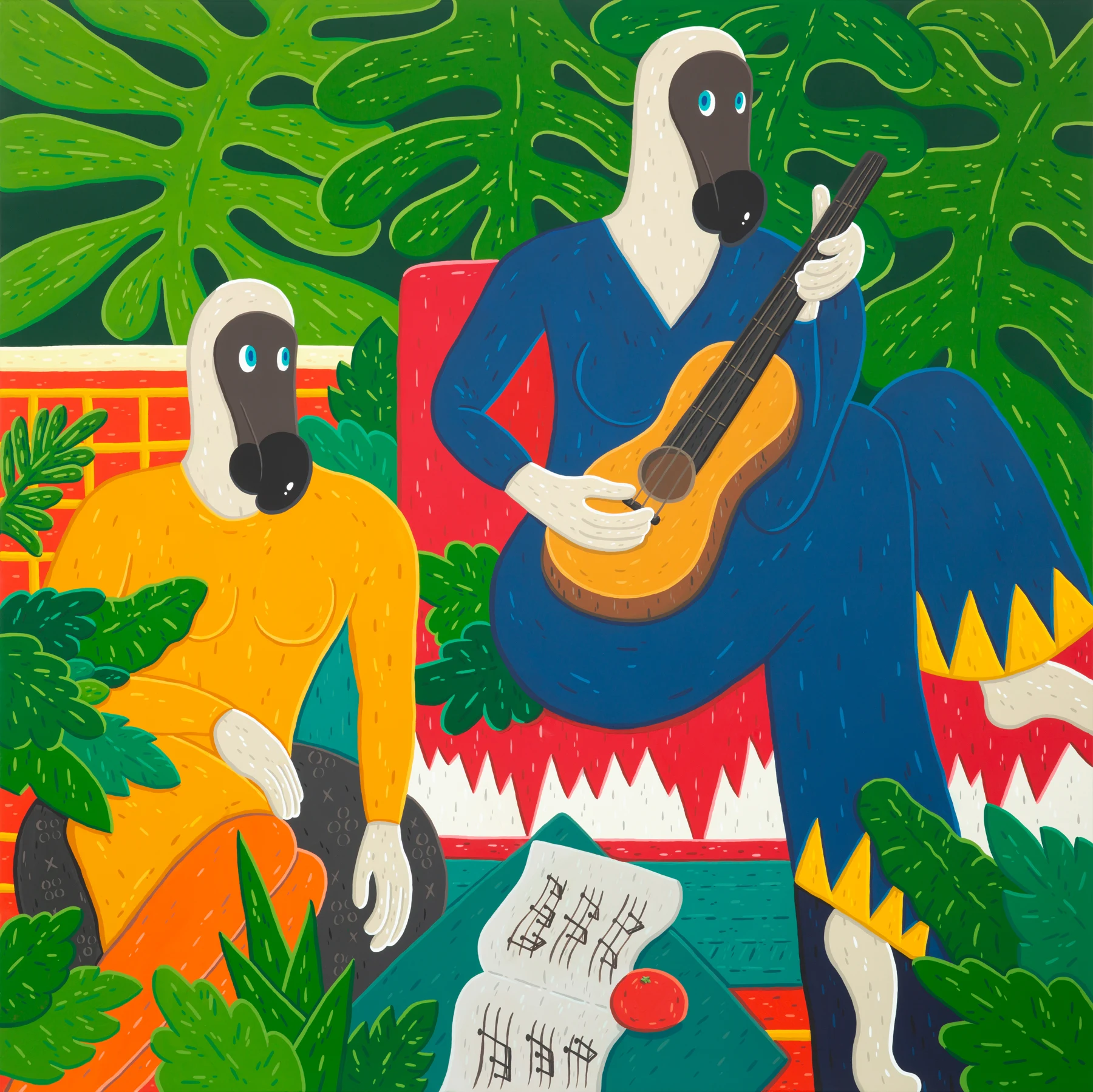 The Music, gauache on canvas